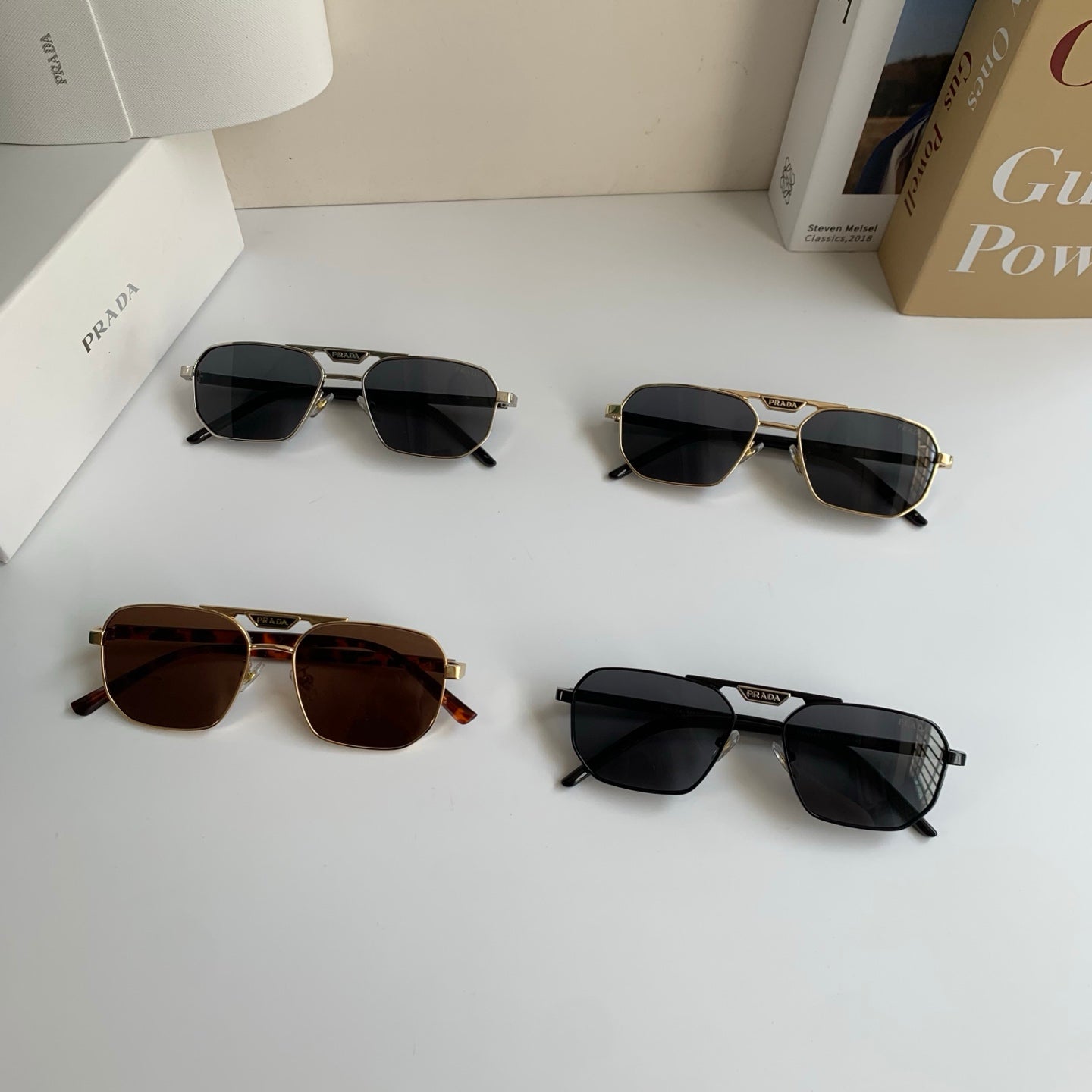 Prada Metal Fashion Silver Lens Sunglasses for Men & Women - 382594 - detail image 9