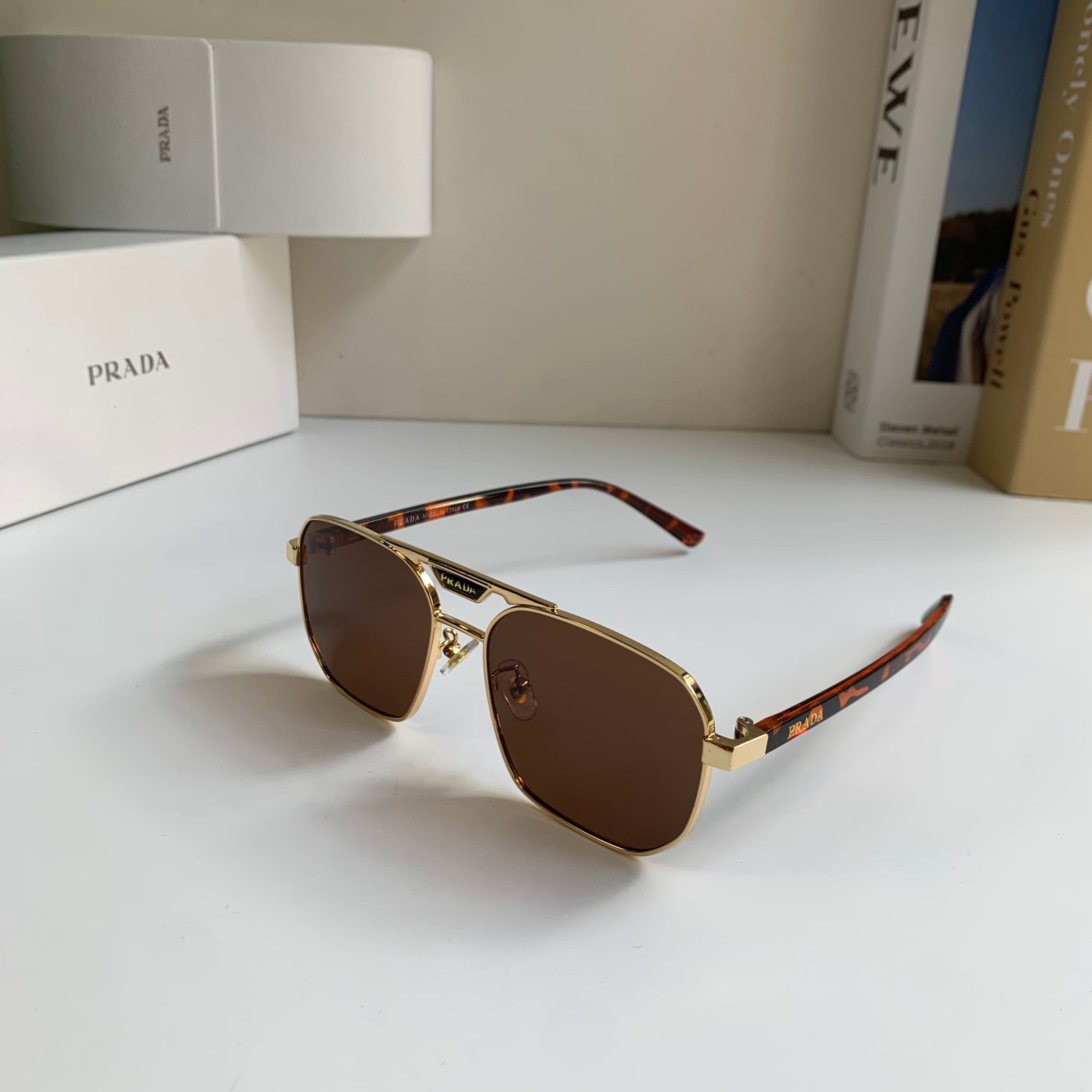 Prada Metal Fashion Brown Lens Sunglasses for Men & Women - 382595 - detail image 2