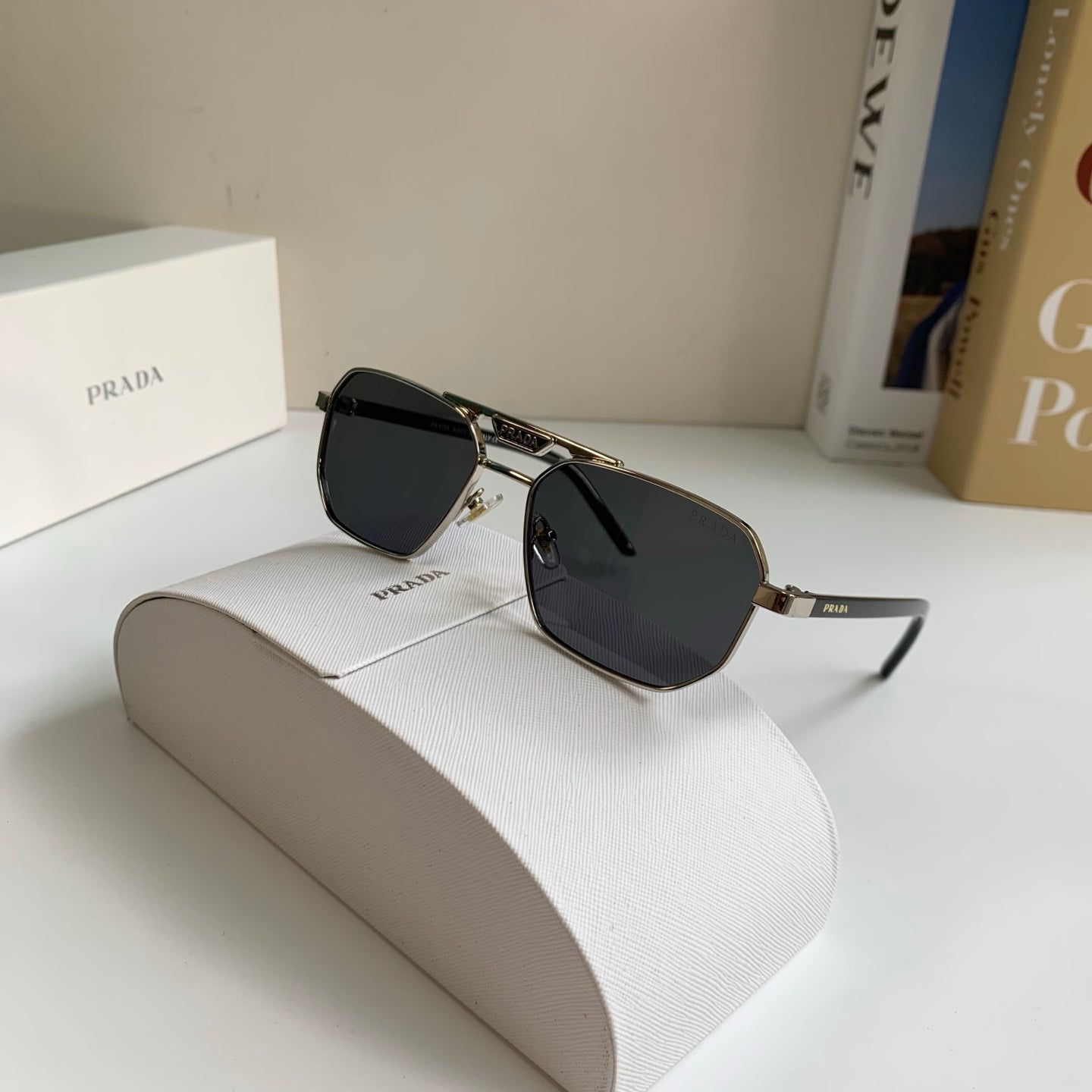 Prada Metal Fashion Silver Lens Sunglasses for Men & Women - 382596 - detail image 4
