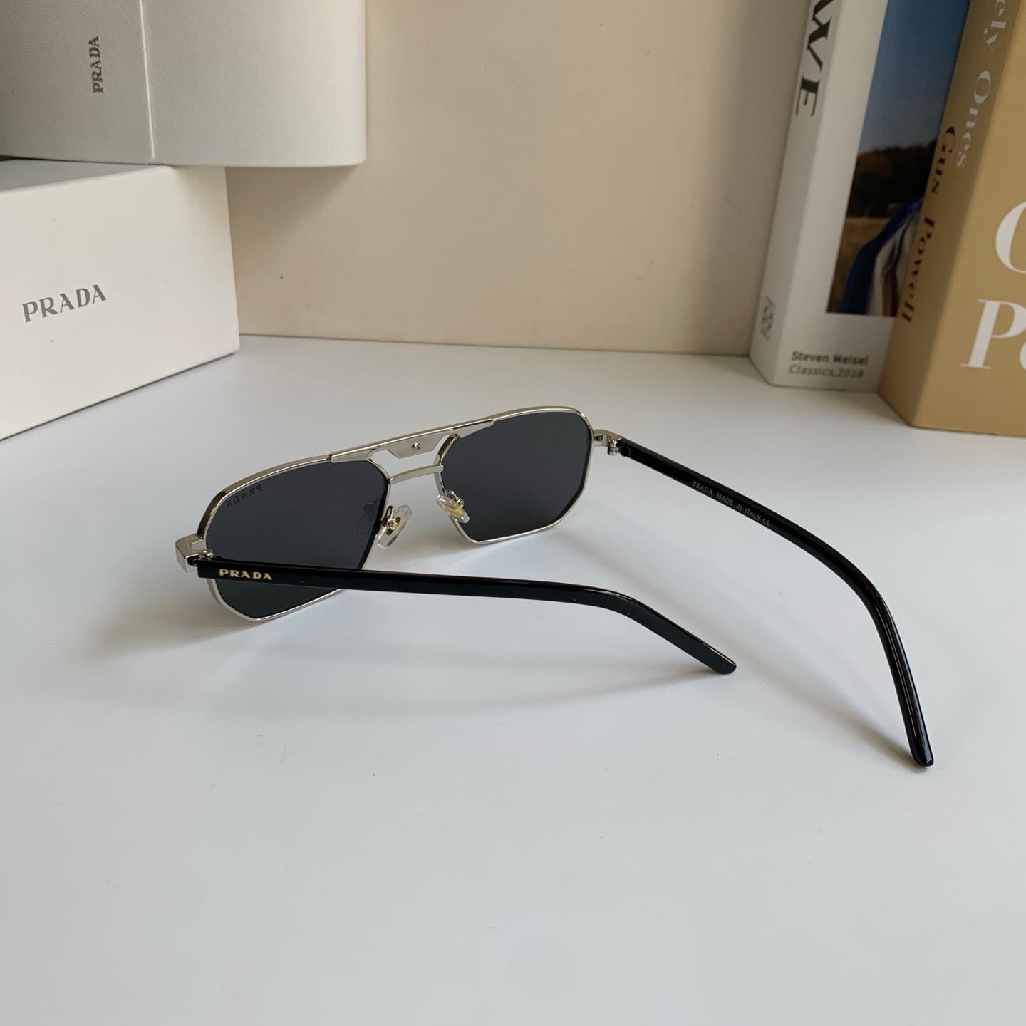Prada Metal Fashion Silver Lens Sunglasses for Men & Women - 382596 - detail image 6