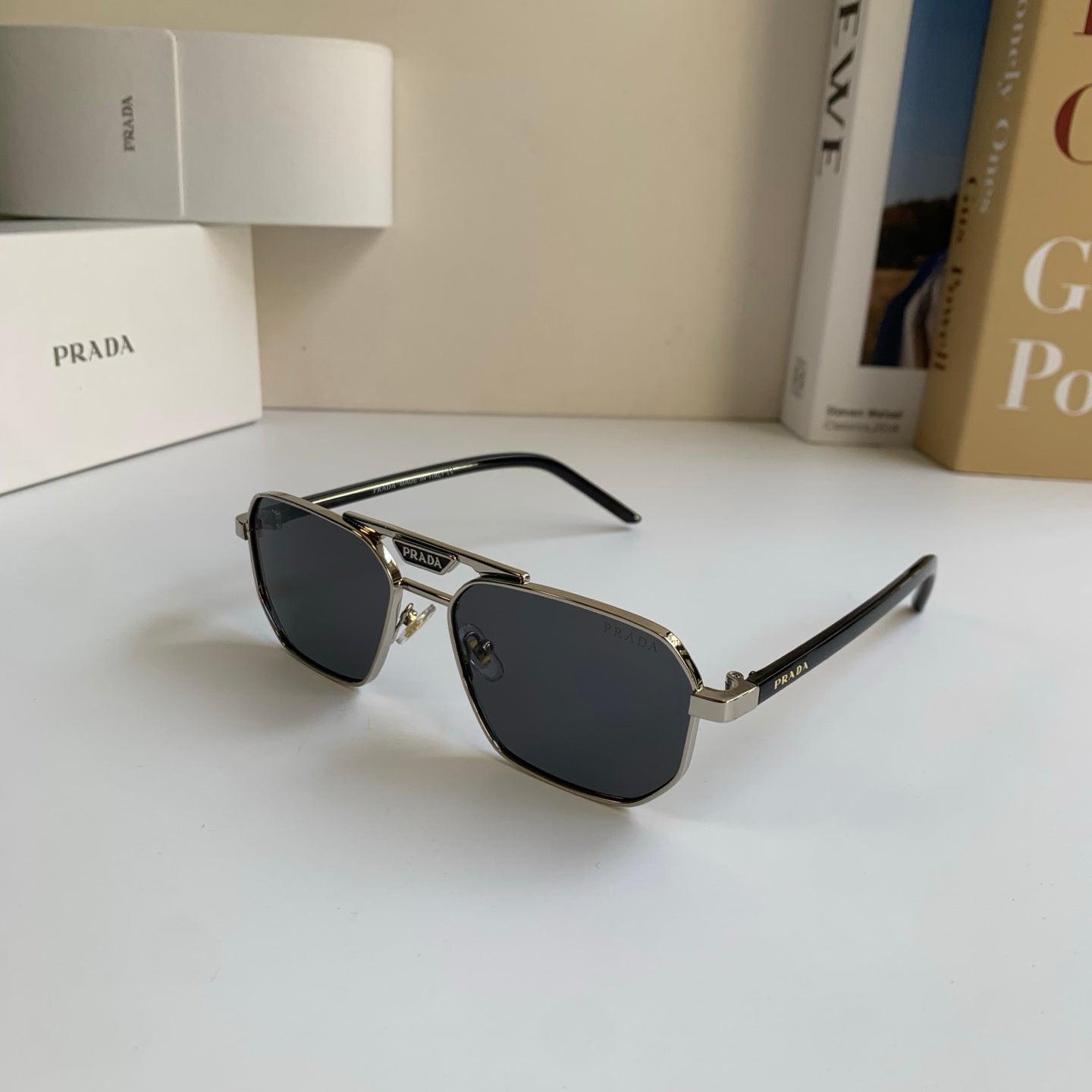 Prada Metal Fashion Silver Lens Sunglasses for Men & Women - 382596 - detail image 2