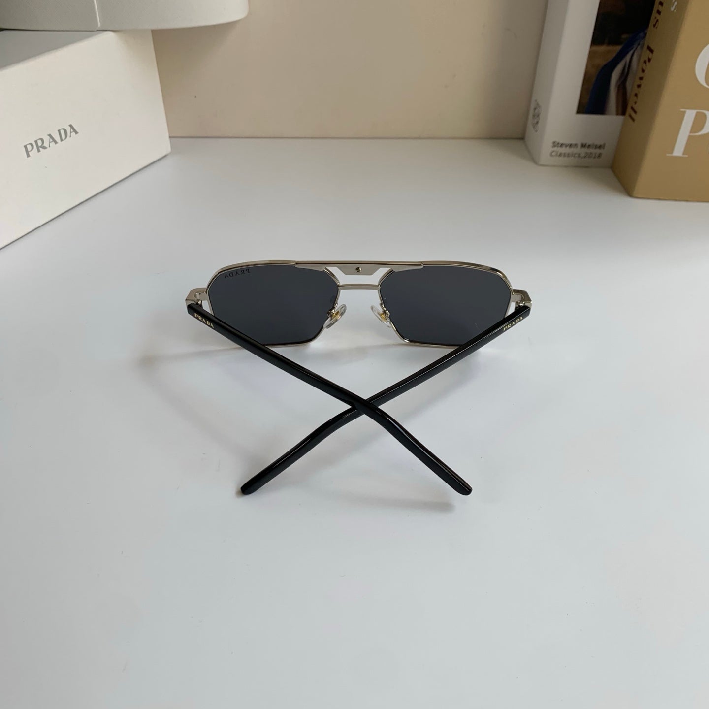 Prada Metal Fashion Silver Lens Sunglasses for Men & Women - 382596 - detail image 8