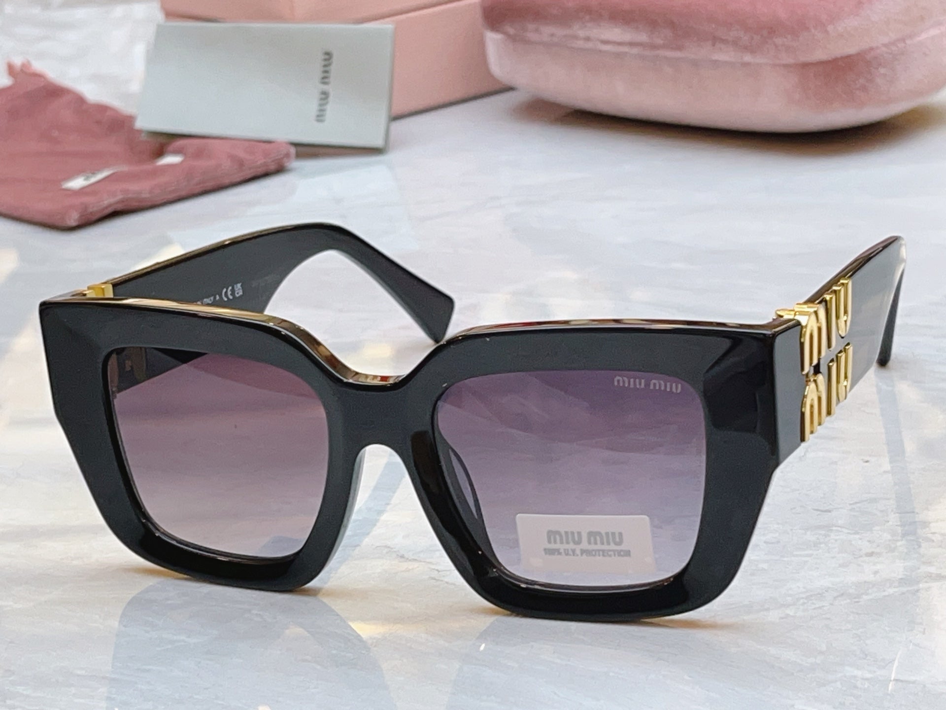 Miu Miu B05-F Fashion Black Lens Sunglasses for Men & Women