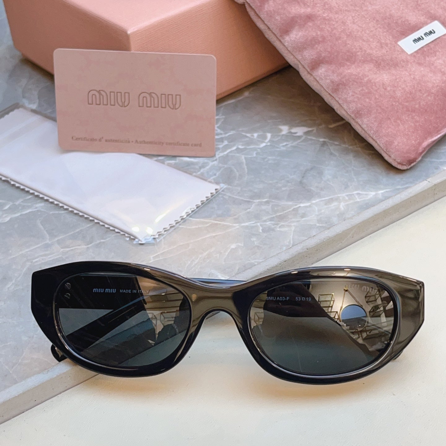 Miu Miu A03-F Fashion Black Lens Sunglasses for Men & Women