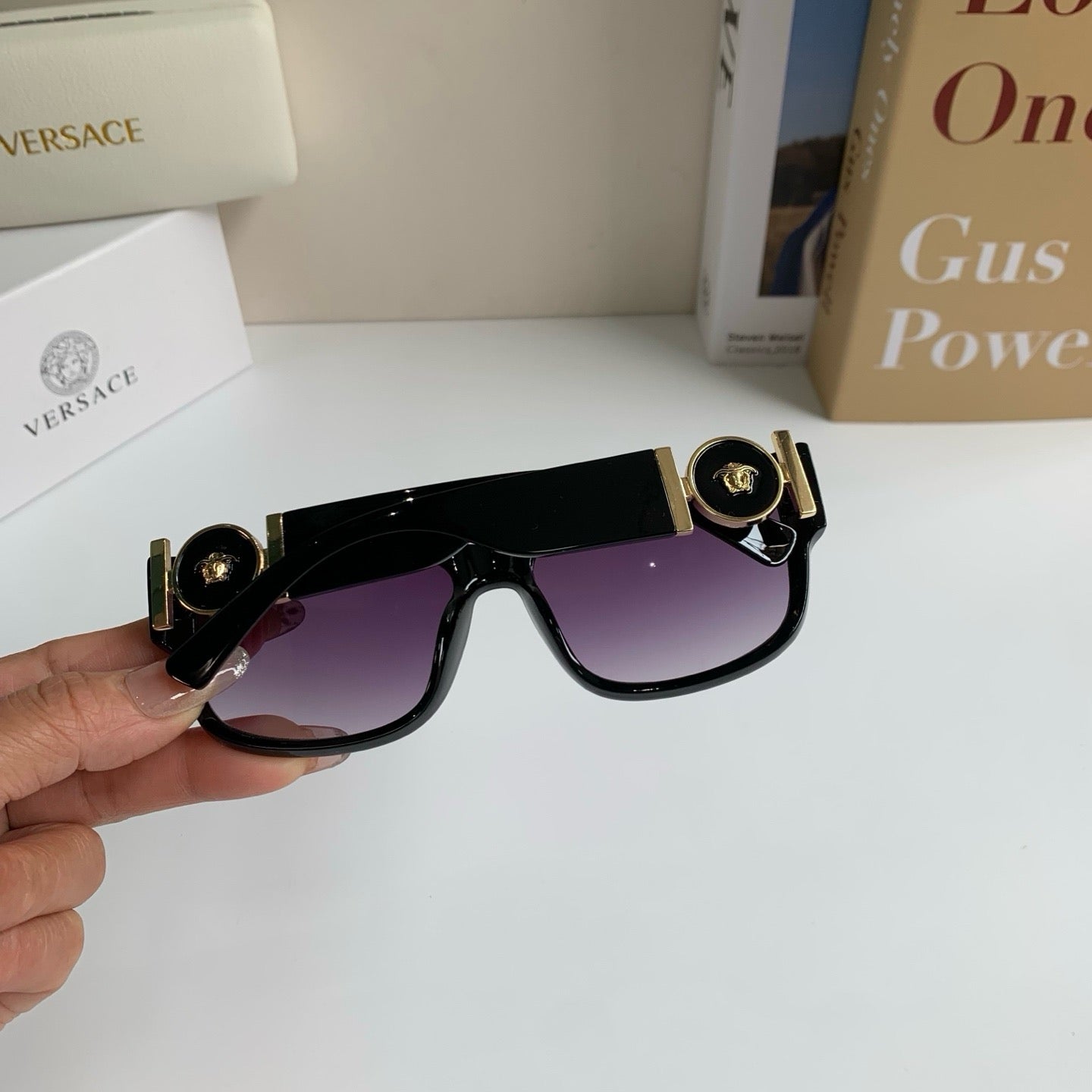 Versace Polarized Square Black Lens Sunglasses for Men & Women - 466237 - detail image 8