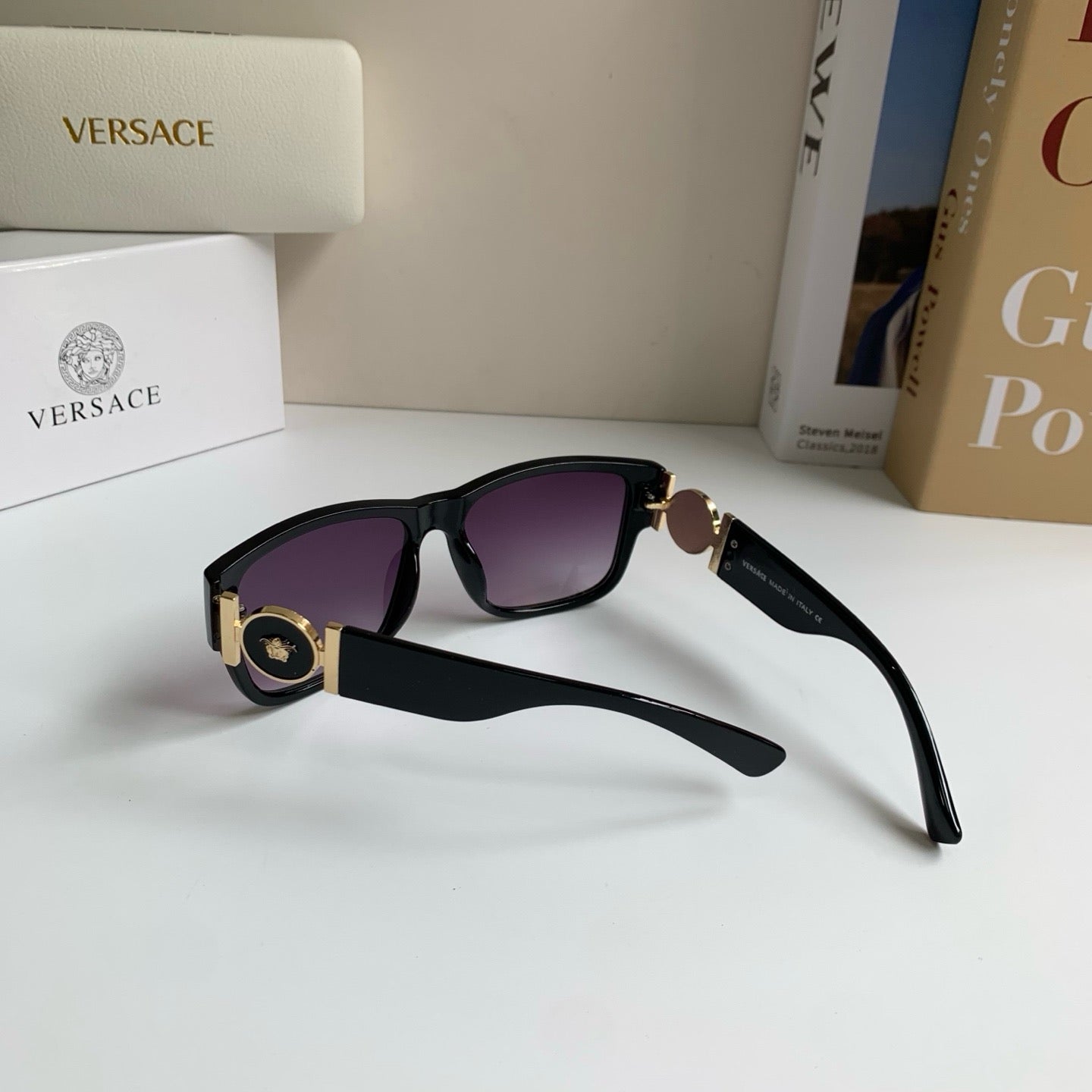 Versace Polarized Square Black Lens Sunglasses for Men & Women - 466237 - detail image 7