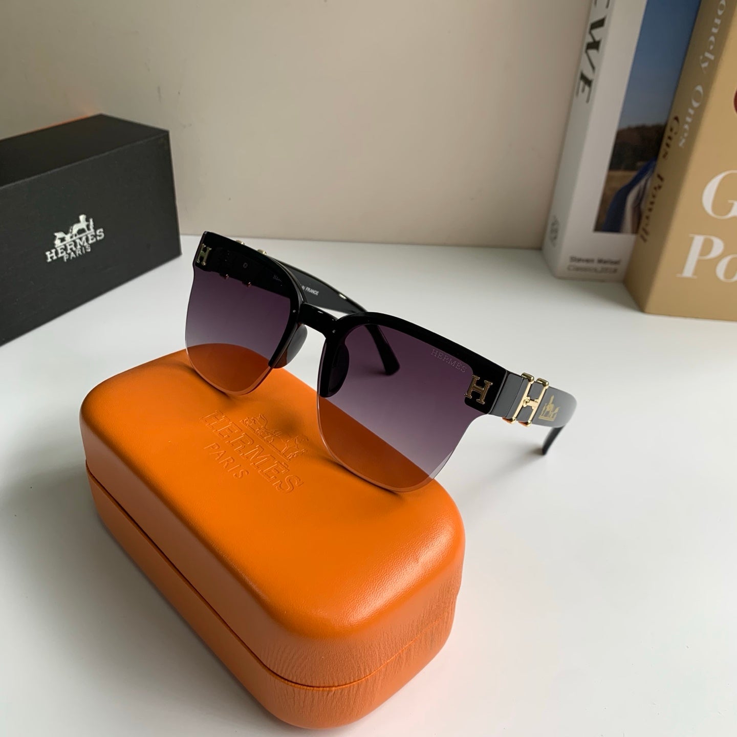 Hermès Square Black Lens Sunglasses for Men & Women - 488088 - detail image 4