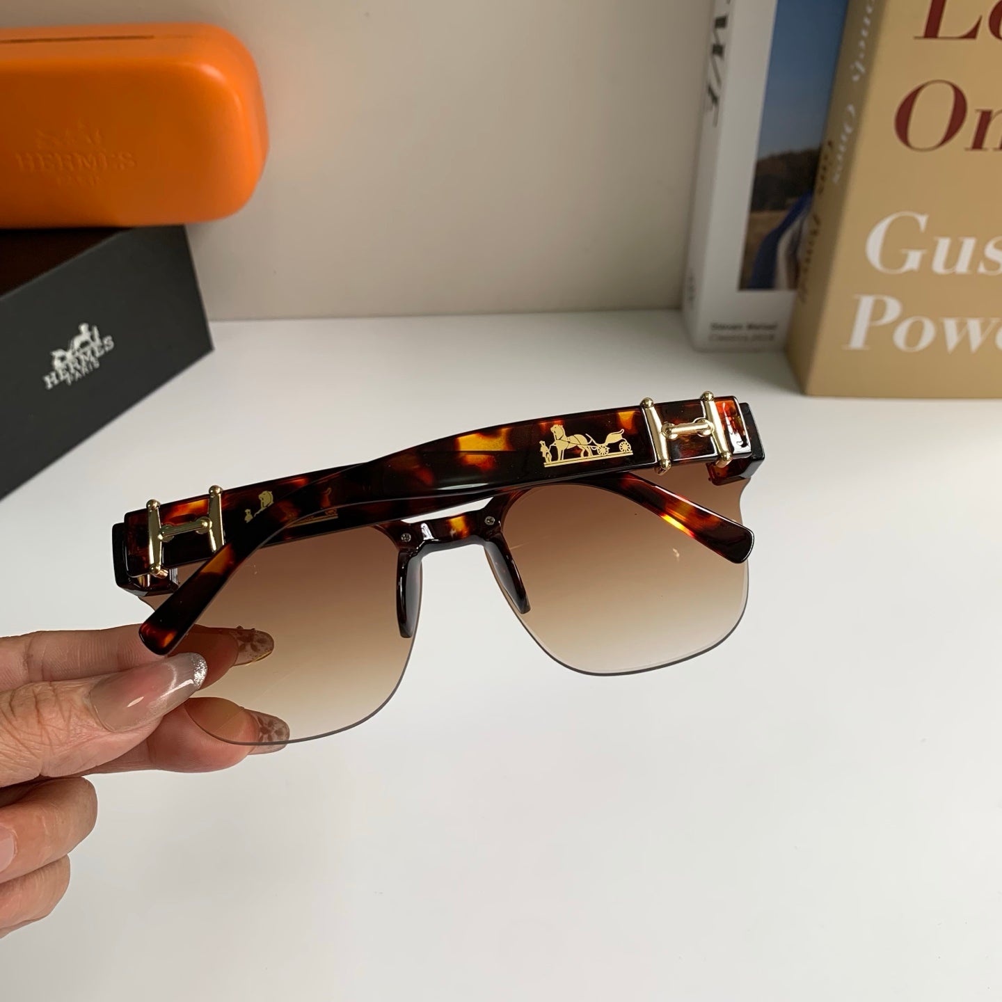 Hermès Square Brown Lens Sunglasses for Men & Women - detail image 7