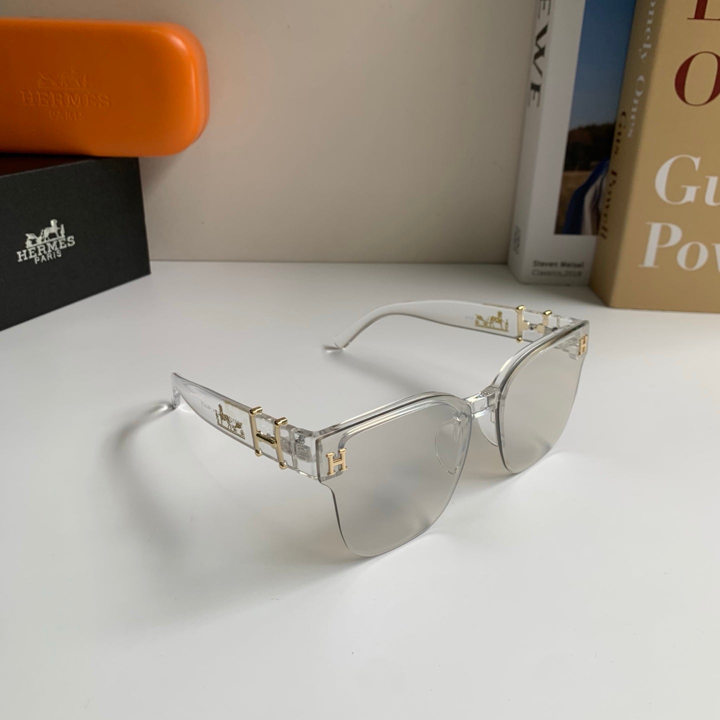 Hermès Square Silver Lens Sunglasses for Men & Women