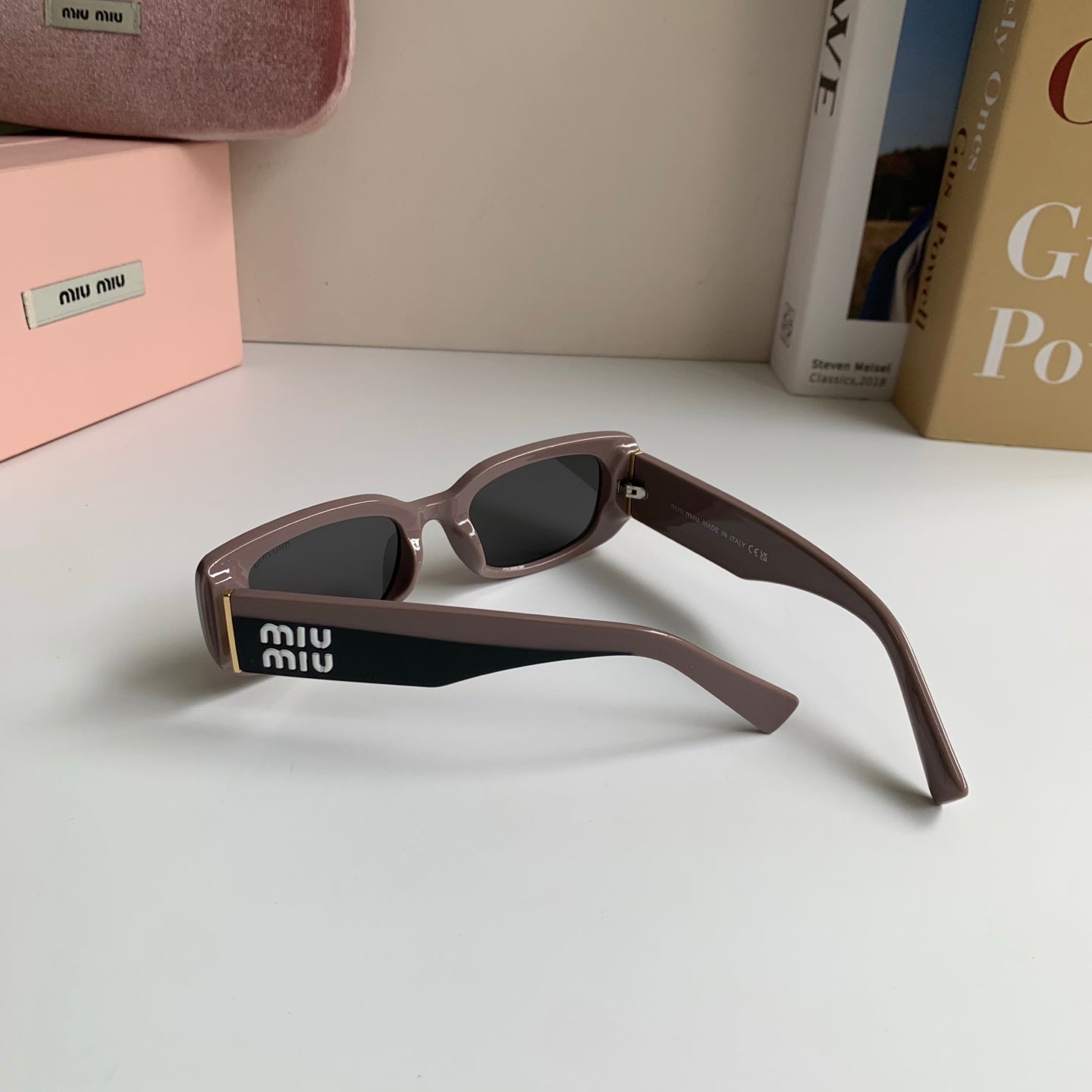 Miu Miu Square Gray Lens Sunglasses for Men & Women - detail image 8