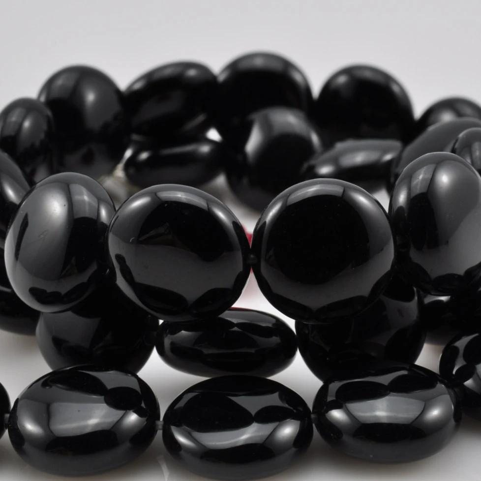 39 pcs of Black Onyx smooth coin beads in 10mm