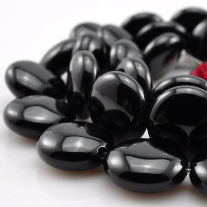 33 pcs of Black Onyx smooth coin beads in 12mm
